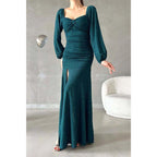 Chic & Modern Glitter Sweetheart Long Sleeves Side Slit Long Prom Dress