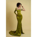 Robe de soirée asymétrique sirène chic et moderne, ornée de perles, à manches longues