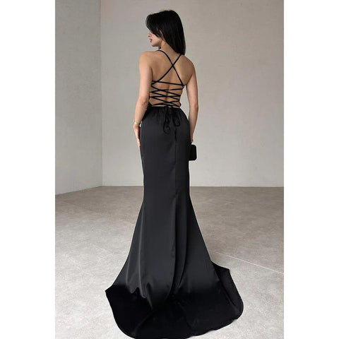 Chic & Modern Off-Shoulder Mermaid Sleeveless Criss-Cross Straps Holiday Party Prom Dress