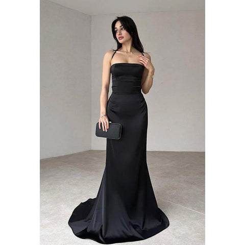 Chic & Modern Off-Shoulder Mermaid Sleeveless Criss-Cross Straps Holiday Party Prom Dress