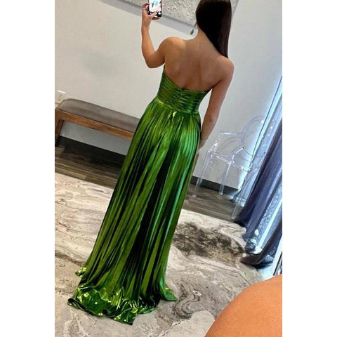 Robe de soirée chic et moderne sans manches, col en V, fente latérale