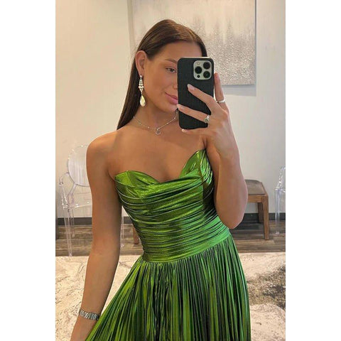 Robe de soirée chic et moderne sans manches, col en V, fente latérale