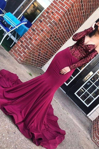 Chic Off-the-Shoulder Appliques Party Dresses Chic V-Neck Long Sleeves Prom Gown