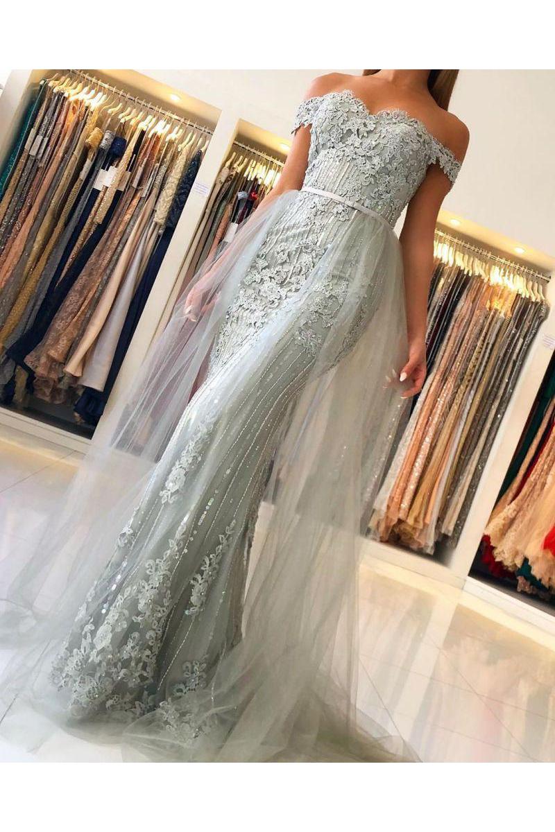 Chic Princess Tulle Off-the-shoulder Lace Mermaid Prom Dresses