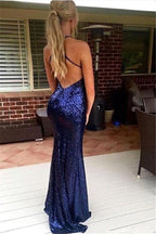 Chic Sequins Sexy Deep V-Neck Party Dresses Backless Mermaid Chic Evening Gowns