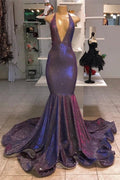 Chic Sexy Deep Sleeveless V-Neck Prom Dresses New Arrival Halter Memaiad Sequins Evening Gowns