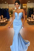 Chic Sleeveless V-Neck Strapless Mermaid Floor-Length Formal Dresses