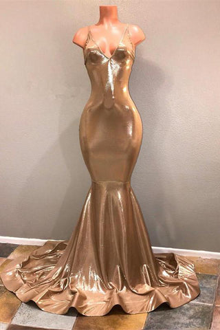 Elegante vestido dorado de tirantes finos para baile de graduación, vestidos formales sin mangas