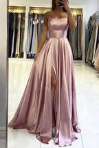 Chic Spaghetti-Straps Long Split Prom Dresses