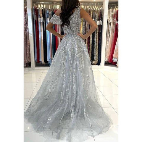 Robe de soirée sirène chic et scintillante à une épaule sans manches