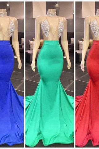 Robes de bal chics jaunes sans manches en tulle transparent orné de cristaux, nouveauté sirène, robes de soirée formelles