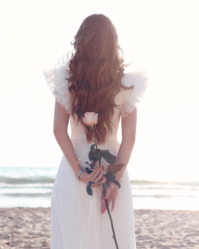 Robe de mariée d'été pour la plage, manches à volants en mousseline, col en V, idéale pour la plage