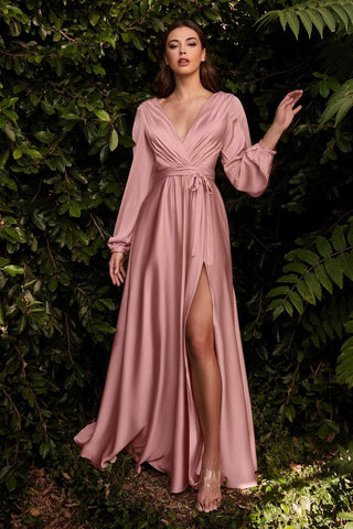 Plunging V Neck High Slit Long dress