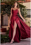 Cowl Neck Satin Affordable Prom A-Line Gown