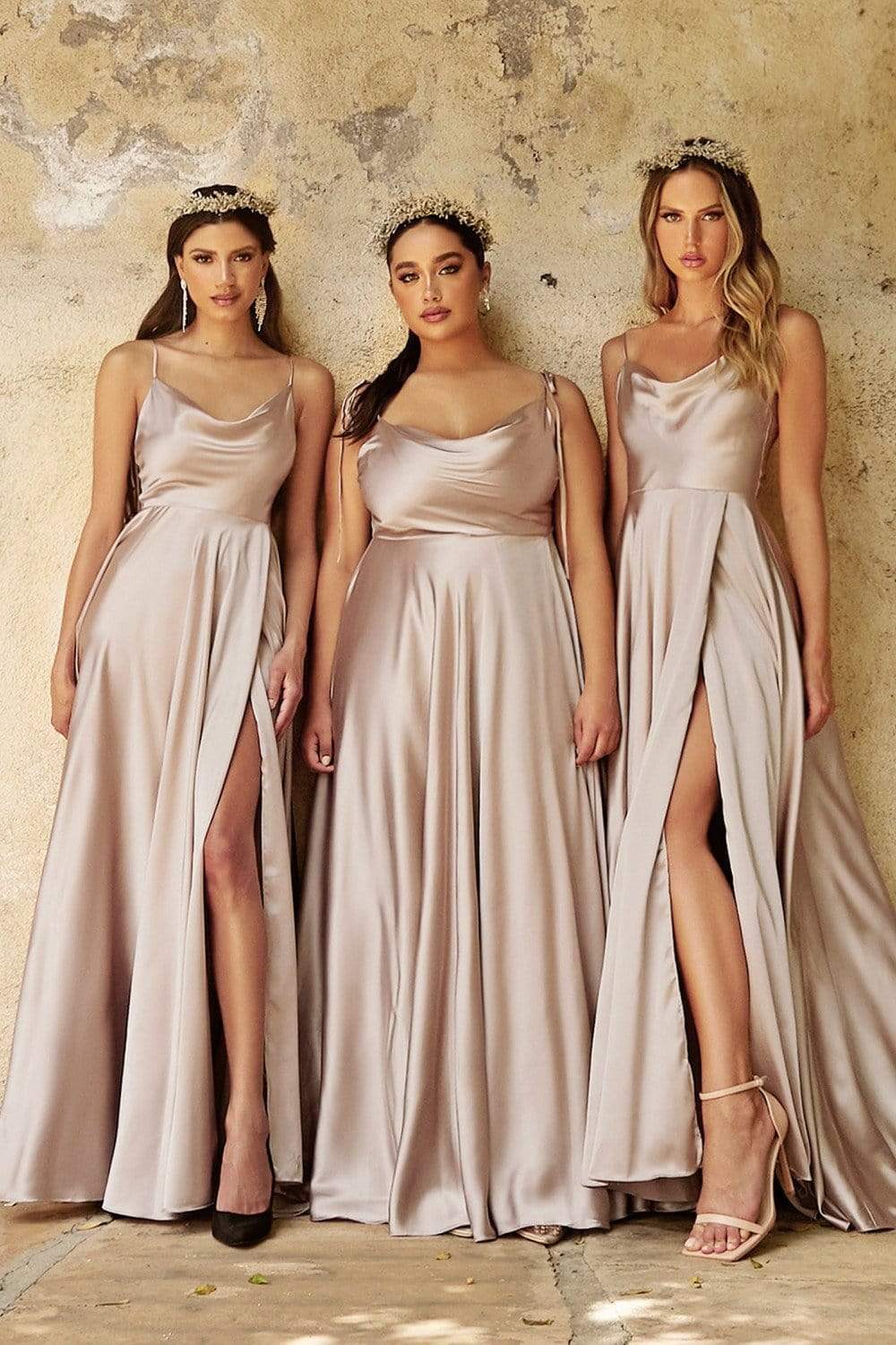 Cowl Neck Satin Affordable Prom A-Line Gown