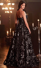 Robe de soirée à sequins floraux