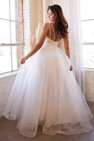 A-Line Long Tulle Wedding Dress
