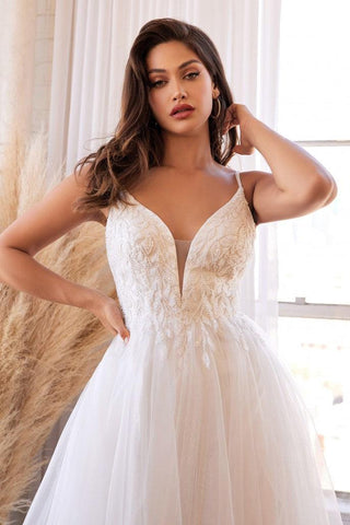 A-Line Long Tulle Wedding Dress
