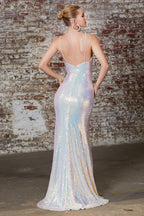 Robe de soirée longue à fines bretelles spaghetti