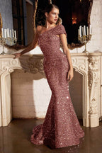 One-shoulder long slim sexy mermaid evening dress