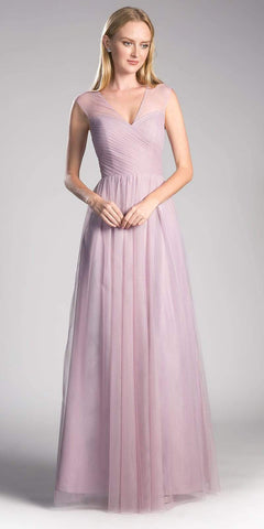 Sleeveless Pleated Top A-Line Gown