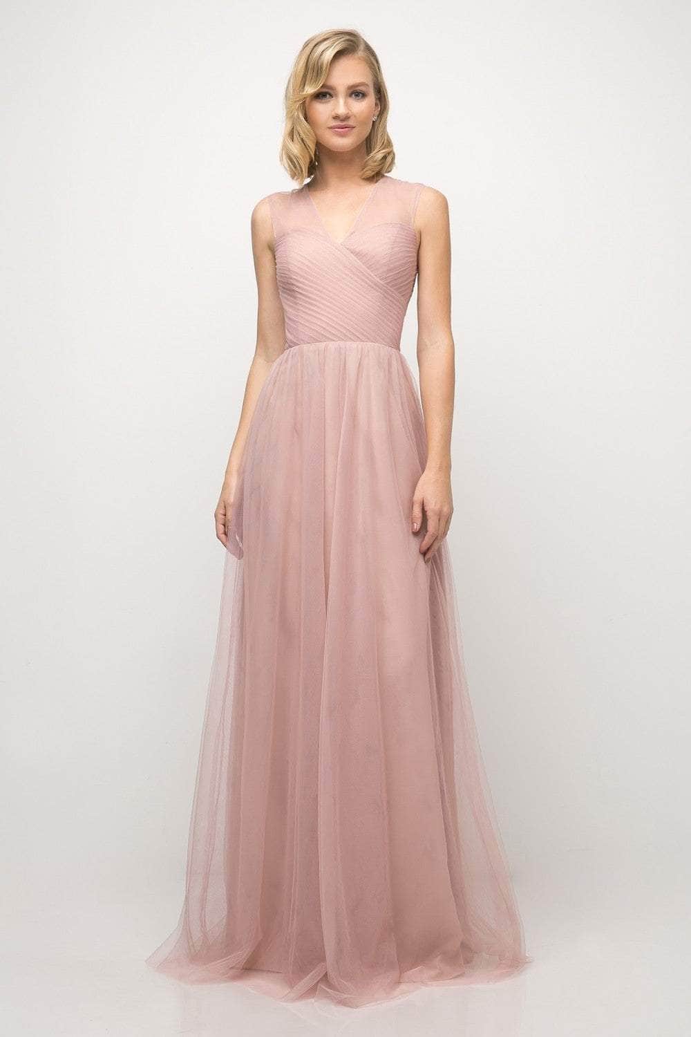 Sleeveless Pleated Top Tulle A Line Gown