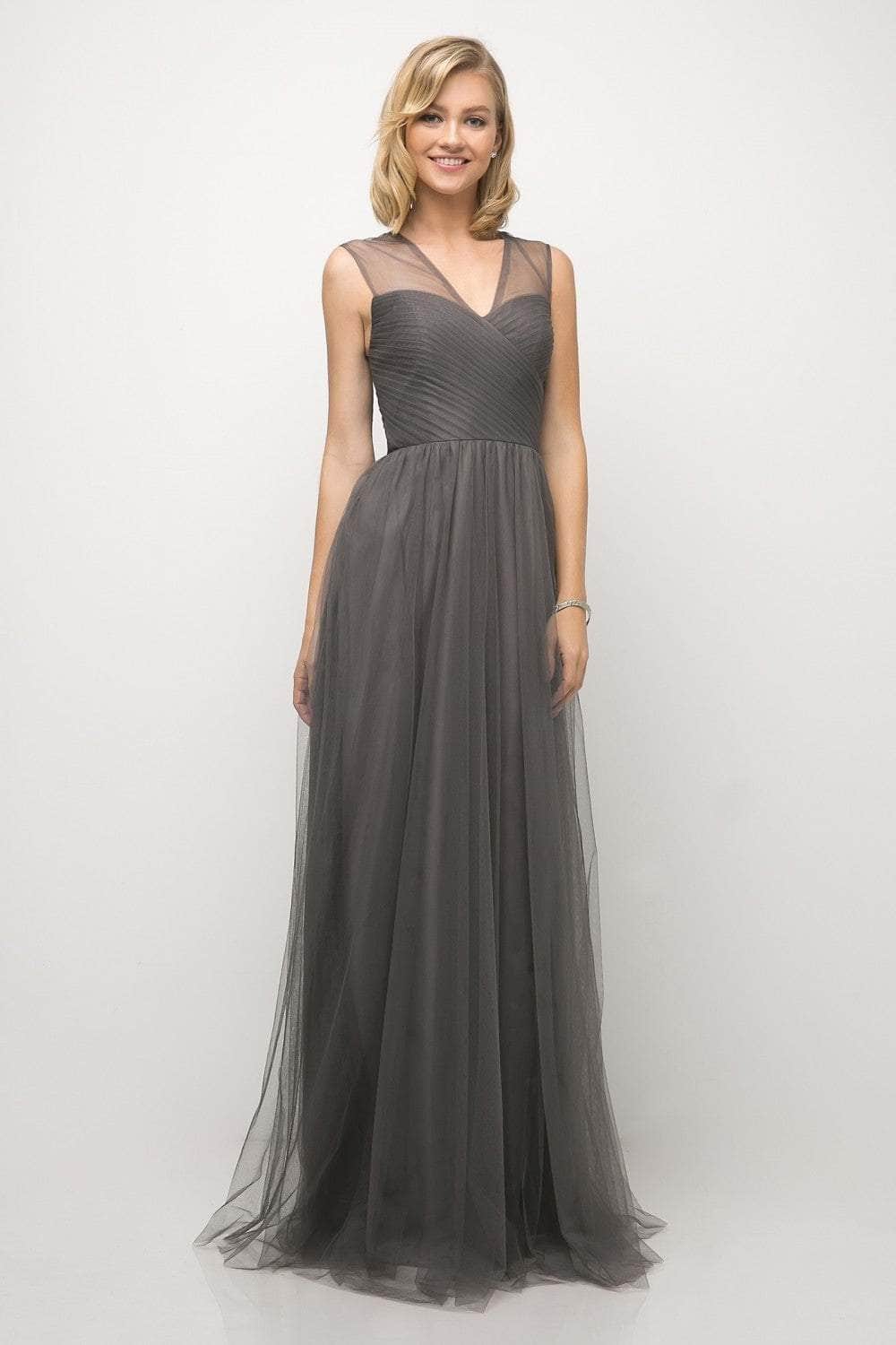 Sleeveless Pleated Top Tulle A Line Gown