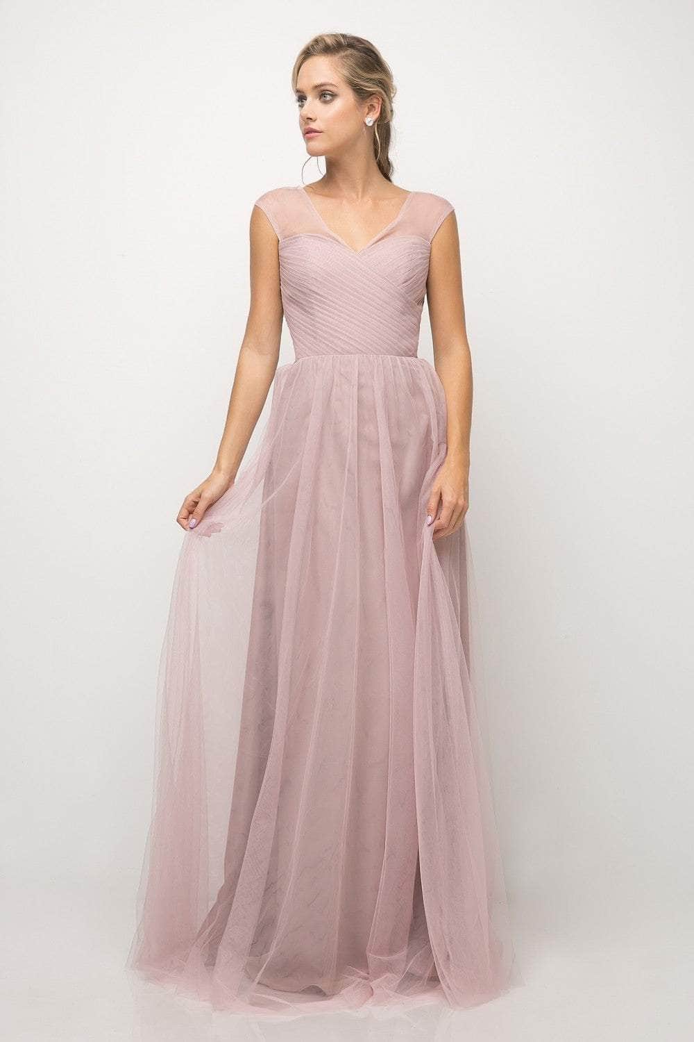 Sleeveless Pleated Top Tulle A Line Gown