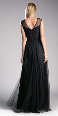 Robe trapèze en tulle à haut plissé sans manches