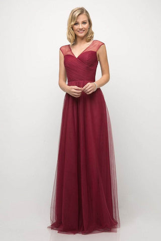 Robe trapèze en tulle à haut plissé sans manches
