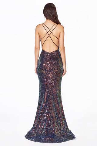 Vestido largo de noche formal sin mangas y ajustado