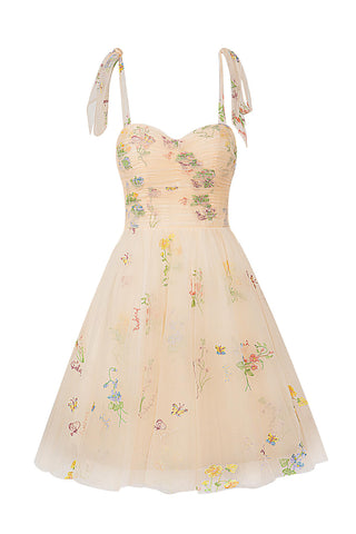 Robe de bal courte Aline en tulle fleuri à décolleté cœur