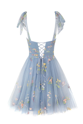 Robe de bal courte Aline en tulle fleuri à décolleté cœur