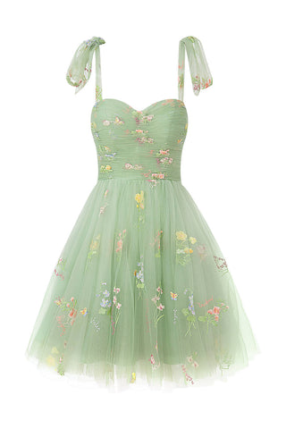 Robe de bal courte Aline en tulle fleuri à décolleté cœur