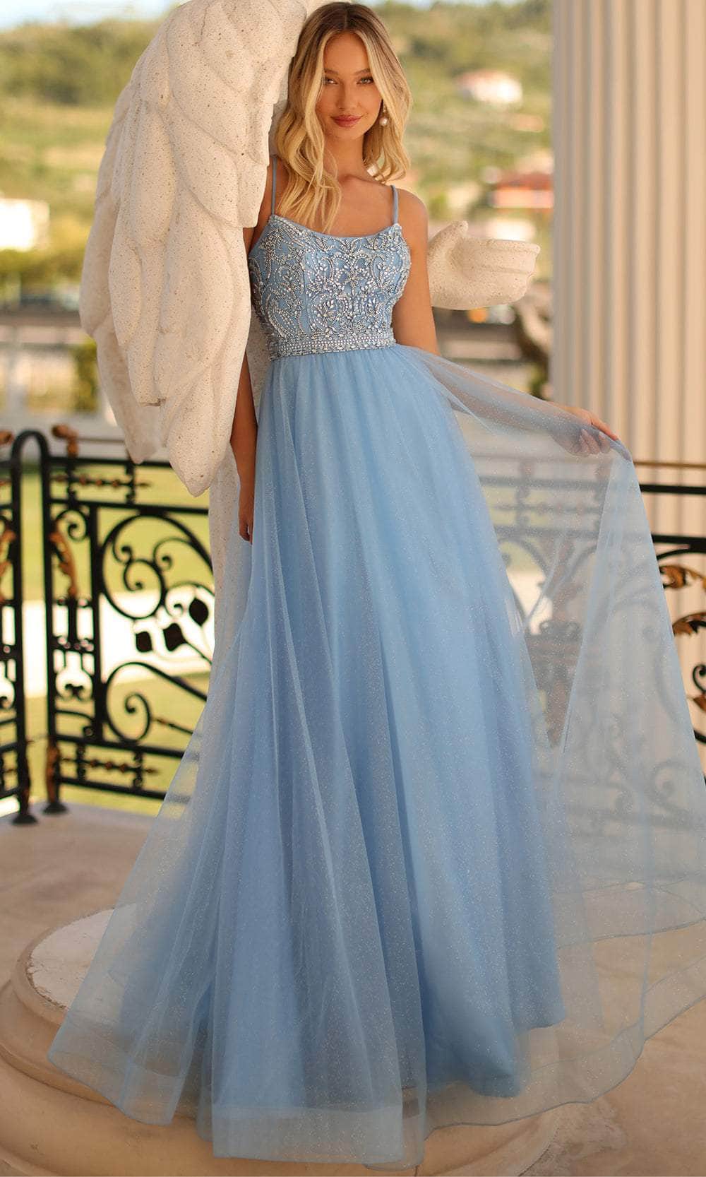 Robe de soirée trapèze ornée de perles