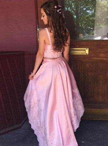 Vestido de fiesta clásico de dos piezas con corte asimétrico y línea A