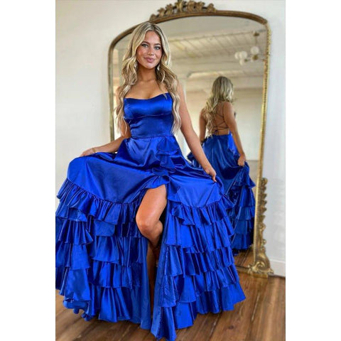 Classic & Timeless Off-Shoulder A-line Side Slit Sleeveless Formal Party Prom Dress