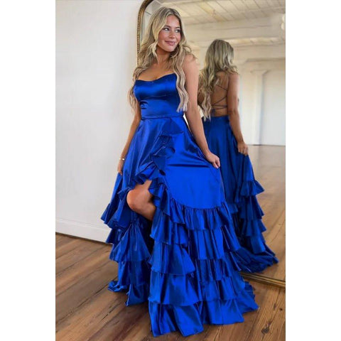 Classic & Timeless Off-Shoulder A-line Side Slit Sleeveless Formal Party Prom Dress