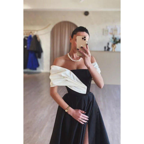 Classic & Timeless Off-Shoulder Cap Sleeves A-line Evening Party Prom Dress