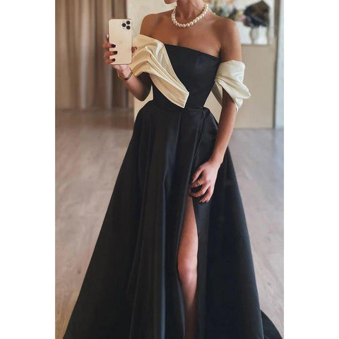 Classic & Timeless Off-Shoulder Cap Sleeves A-line Evening Party Prom Dress