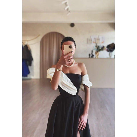 Classic & Timeless Off-Shoulder Cap Sleeves A-line Evening Party Prom Dress