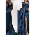 Robe de soirée classique et intemporelle à manches longues et col en V