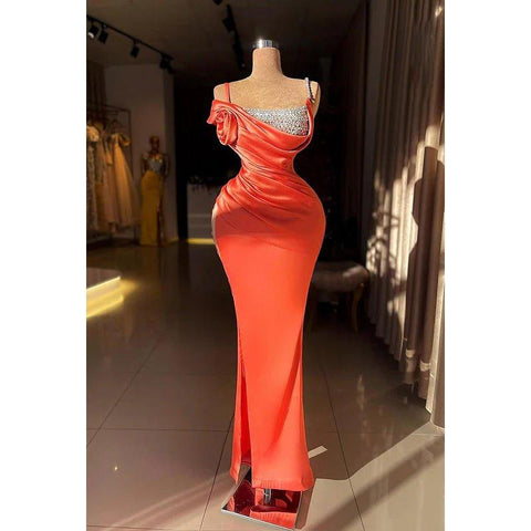 Classic & Timeless Straps Cap Sleeves Side Slit Ruched Evening Party Prom Dress