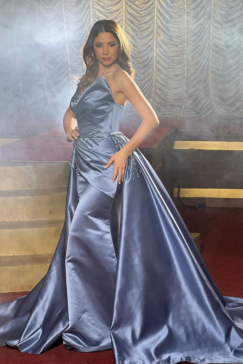 Classy Sleeveless A Line Evening Party Gowns with Beads