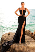 Classy Square Sleeveless Straps Mermaid Evening Party Gowns Long Slit Online