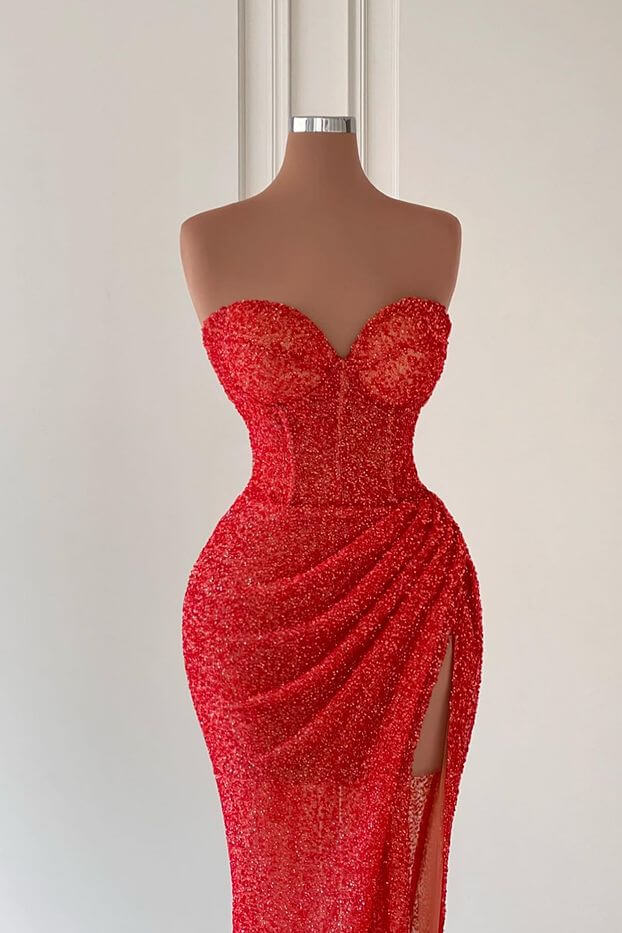 Classy Sweetheart Sleeveless Mermaid Evening Party Gowns Long Slit Online