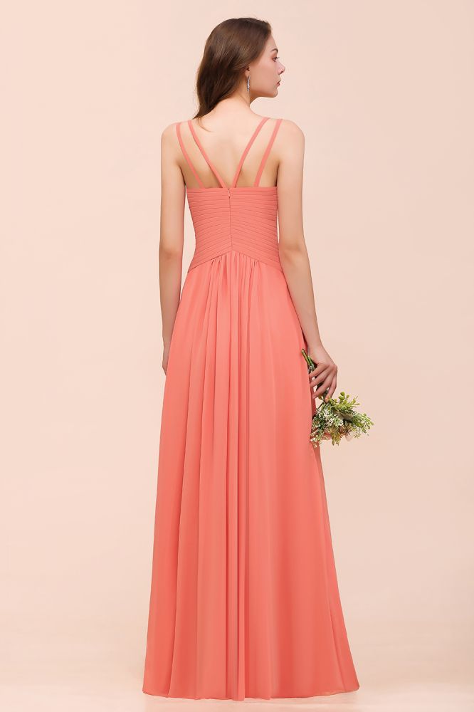 Vestido de dama de honor Coral Beach con abertura frontal para boda
