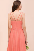 Vestido de dama de honor Coral Beach con abertura frontal para boda