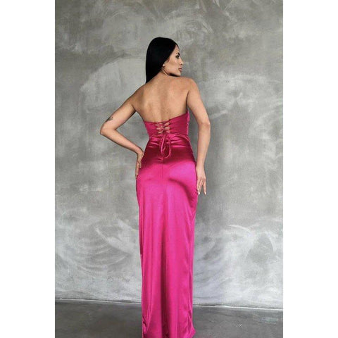 Couture & Elegant Sheath/Column Off-Shoudler Sleeveless Side Slit Ruched Party Prom Dress