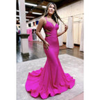 Couture & Ornate Spaghetti Straps V-neck Mermaid Formal Party Prom Dress